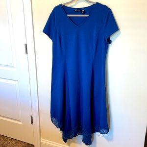 H by Halston Women’s Royal Blue Midi Dress with Lace Bottom Trim / Size LP